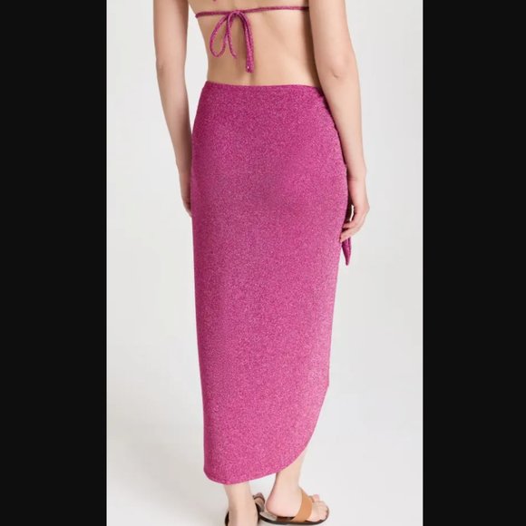 Good American NEW XS-XL Size 0-4 Pink Sparkle Glitter Tie Sarong Beach Summer - Picture 2 of 7